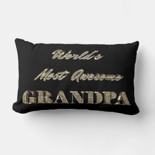 World's Most Awesome Grandpa Golden Typography Lumbar Cushion