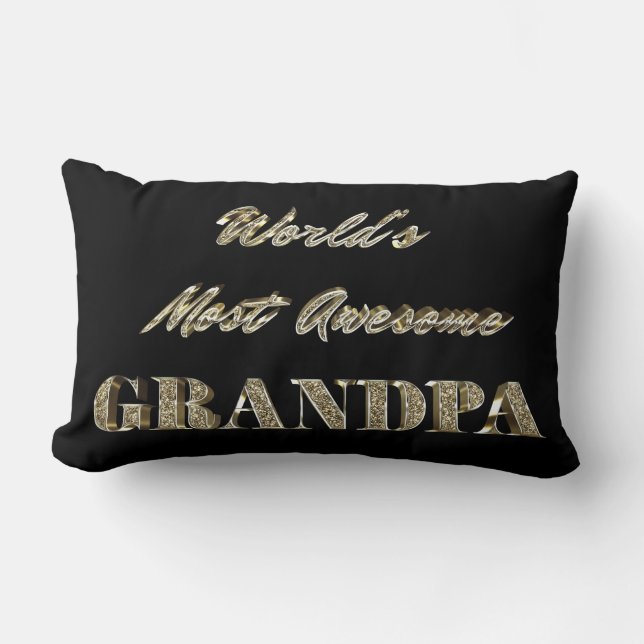 World's Most Awesome Grandpa Golden Typography Lumbar Cushion (Front)