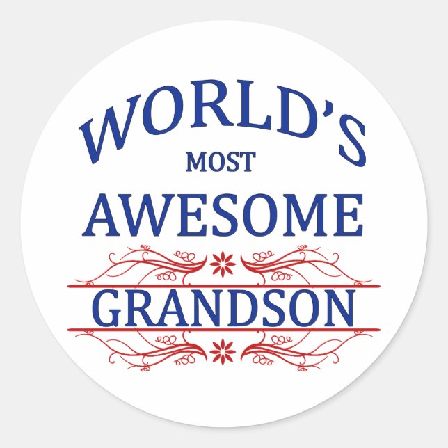 World's Most Awesome Grandson Classic Round Sticker (Front)