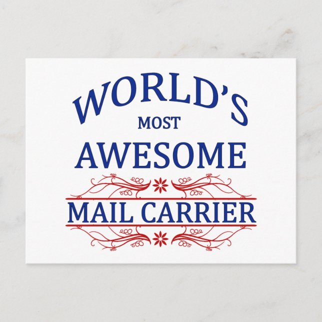World's Most Awesome Mail Carrier Postcard (Front)