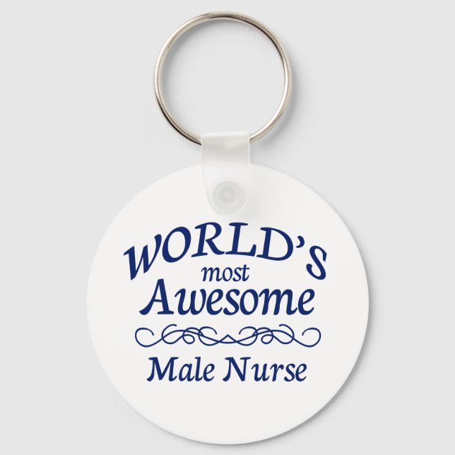 World's Most Awesome Male Nurse Key Ring (Front)