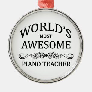 World's Most Awesome Piano Teacher Metal Tree Decoration