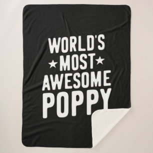World's Most Awesome Poppy   Father Grandpa Sherpa Blanket
