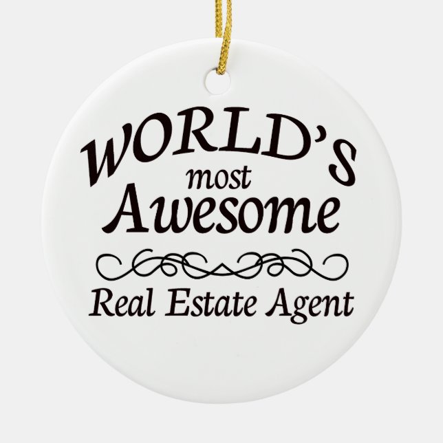World's Most Awesome Real Estate Agent Ceramic Tree Decoration (Front)