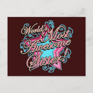 Worlds Most Awesome Sister Postcard