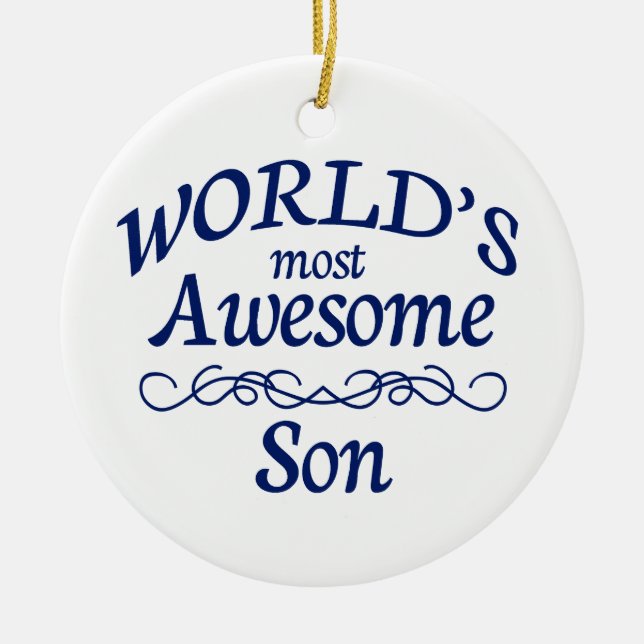 World's Most Awesome Son Ceramic Tree Decoration (Front)