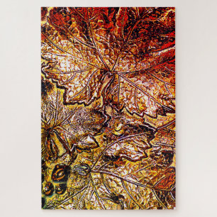 WORLD'S MOST DIFFICULT RED & GOLD GRAPE LEAVES JIGSAW PUZZLE