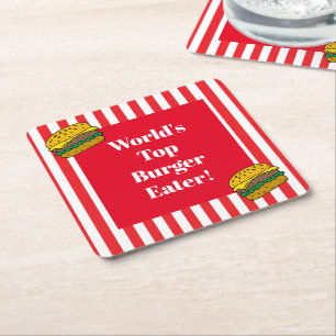 World's No 1 Burger Eater Food Eating Contestant Square Paper Coaster