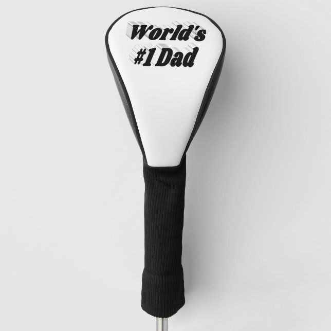 Worlds Number 1 Dad Fathers Day black text Golf He Head Cover (Front)