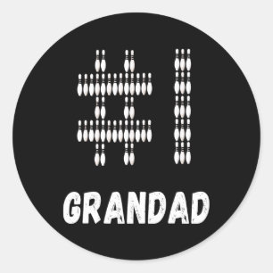 World's Number One Bowler Grandad Bowling Classic Round Sticker
