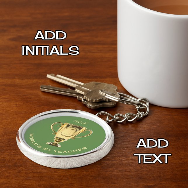 World's number one teacher custom text key ring (Creator Uploaded)