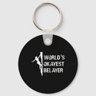 Worlds Okayest Belayer Climbing Hiking Girls Gift  Key Ring
