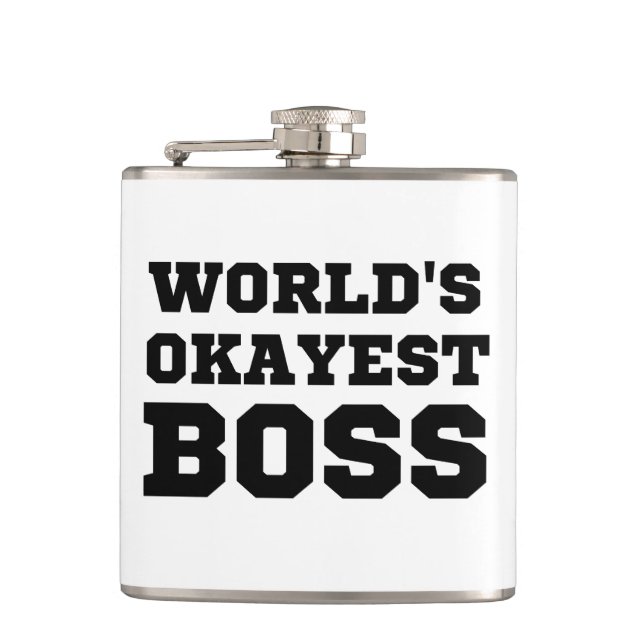 World's Okayest Boss Hip Flask (Front)