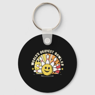 World's Okayest Bowler Funny Bowling Ll And Pins B Key Ring