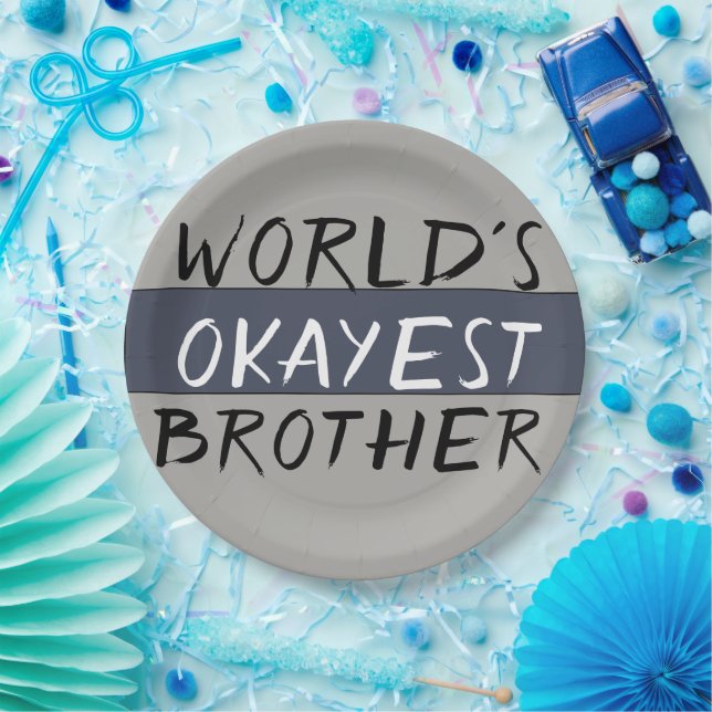 World's Okayest Brother Funny Paper Plate (Party)