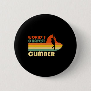 World's Okayest Climber Funny Retro Mountaineering 6 Cm Round Badge