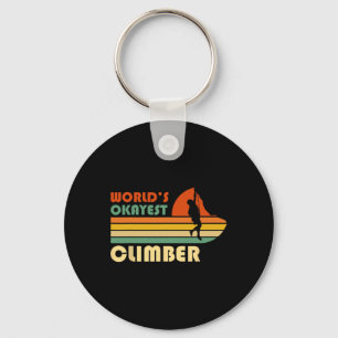 World's Okayest Climber Funny Retro Mountaineering Key Ring