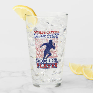World's Okayest Fantasy Football Player USA Colour Glass