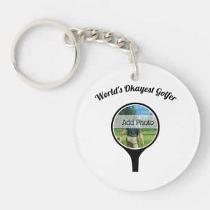 World's Okayest Golfer, Cute Golf players photo Key Ring