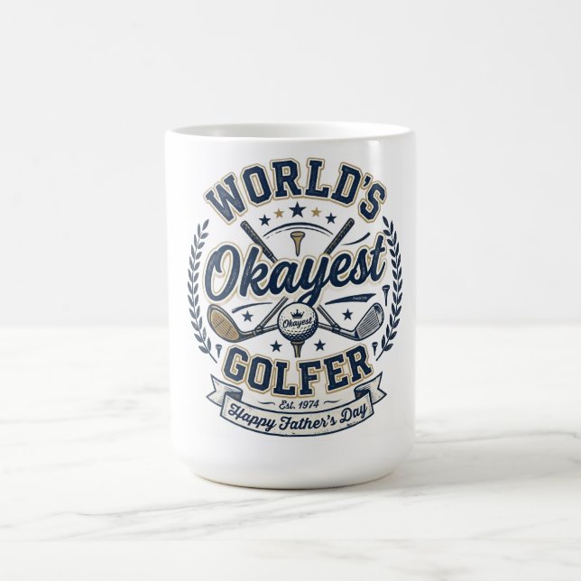 Worlds Okayest Golfer Dad Mug Funny Golf Gift (Center)