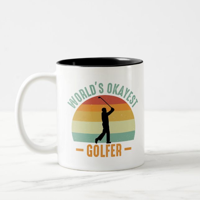World's Okayest Golfer  Two-Tone Coffee Mug (Left)