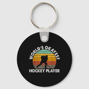 Worlds Okayest Hockey Player Olympic Ice Hockey Fi Key Ring