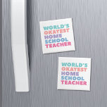 World's Okayest Homeschool Teacher Magnet<br><div class="desc">Found yourself in the role of accidental homeschooler? Embrace the homeschool life with this funny home school theme magnet,  featuring the phrase "world's okayest homeschool teacher" in bold colorful lettering.</div>