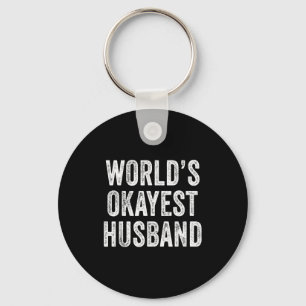 World's okayest husband father's day dad distresse key ring