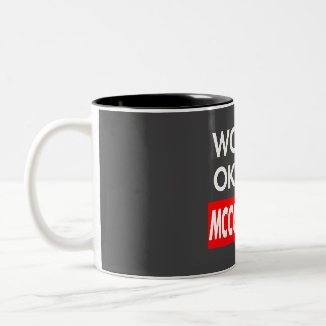 Worlds okayest Mccullough Two-Tone Coffee Mug (Left)