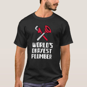 Worlds Okayest Plumber Electrician Employee Blue C T-Shirt