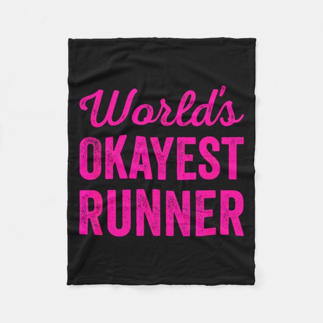 Worlds Okayest Runner Funny Sarcastic Running Srts Fleece Blanket (Front)