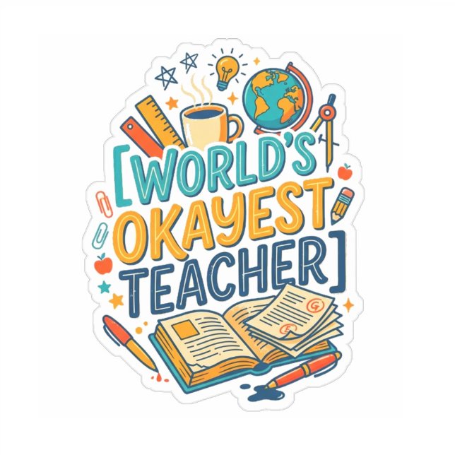 World's Okayest Teacher | Funny Gift (trendy water bottle decals, world's okayest teacher gift)