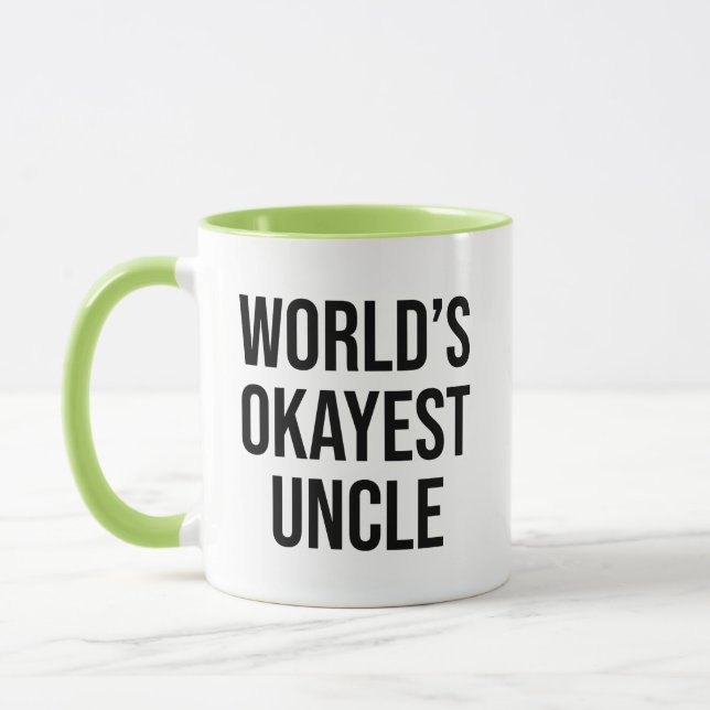 Worlds Okayest Uncle Funny Sarcastic Mug (Left)