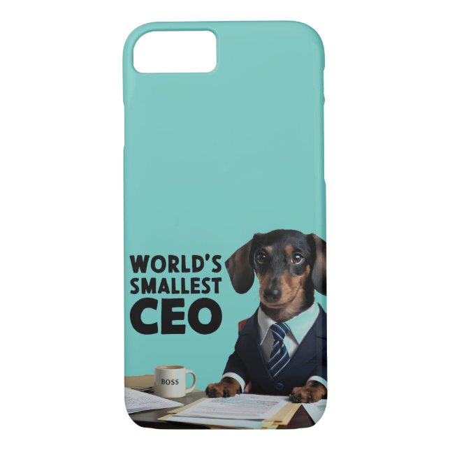 World's smallest CEO, cute funny dachshund in suit Case-Mate iPhone Case (Back)