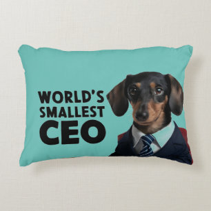 World's smallest CEO, cute funny dachshund in suit Decorative Cushion