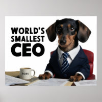 World's smallest CEO, cute funny dachshund in suit