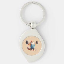 World's Strongest Mom Cute Gym Cat Keychain