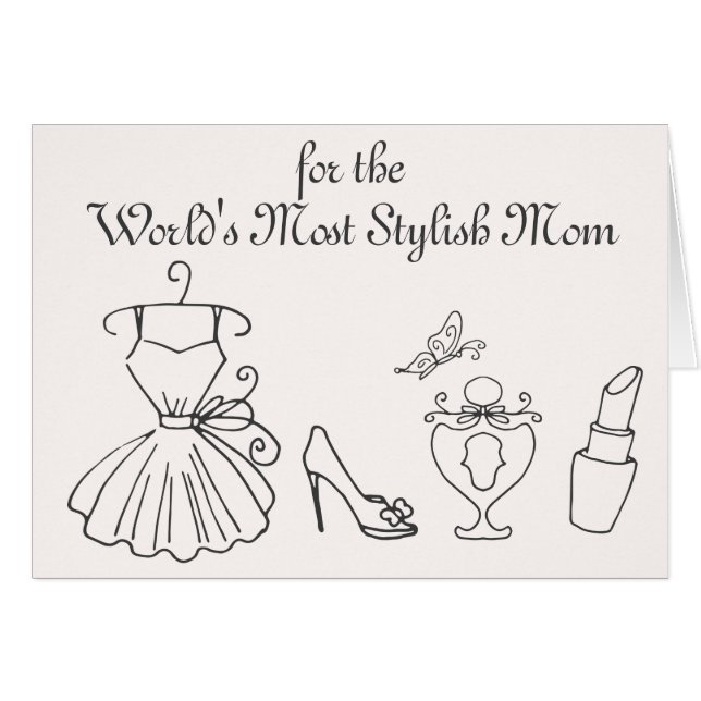 World's Stylish Mum Fashion Drawings Mothers Day (Front Horizontal)