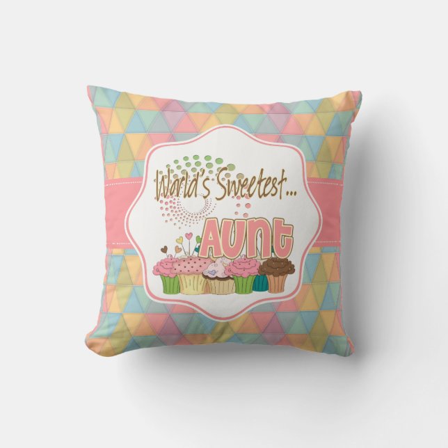 World's Sweetest Aunt Cupcake Edition Pattern Cushion (Front)