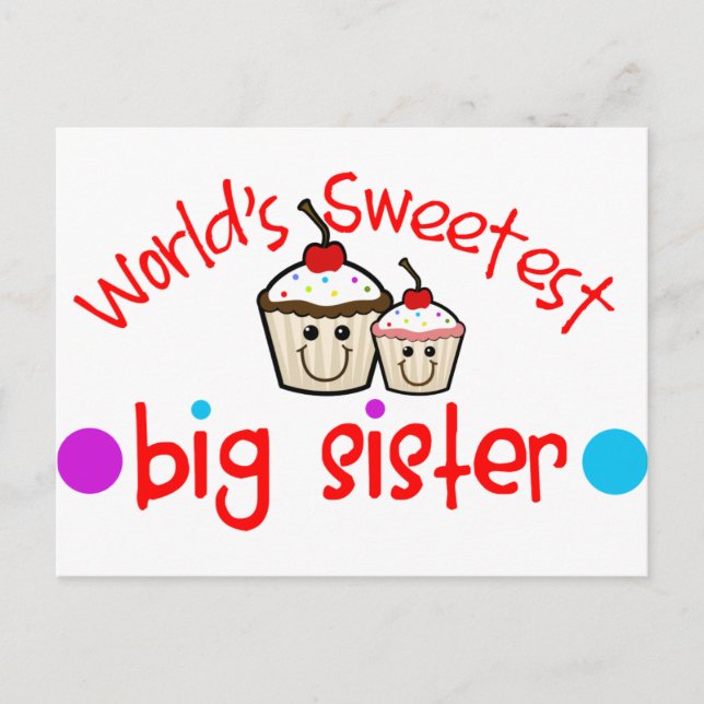 World's Sweetest Big Sister Postcard (Front)