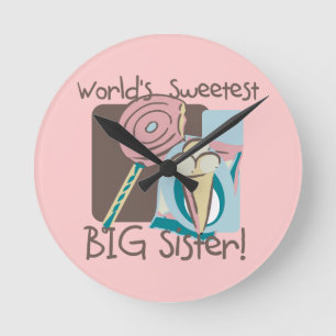 World's Sweetest Big Sister Round Clock