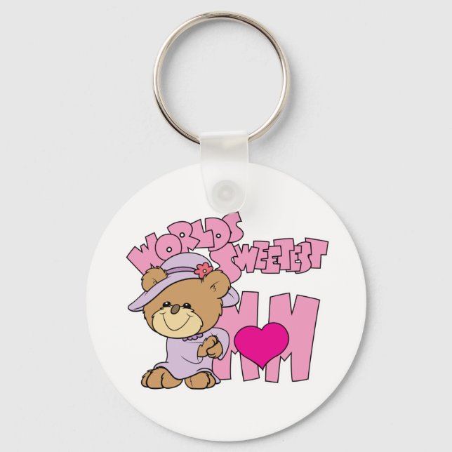 worlds sweetest mum teddy bear design key ring (Front)