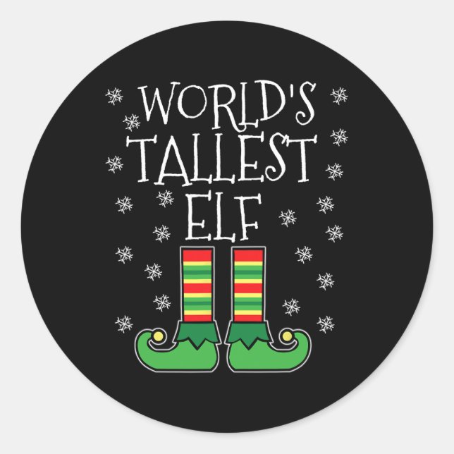 World's Tallest Elf Matching Family Group Christma Classic Round Sticker (Front)