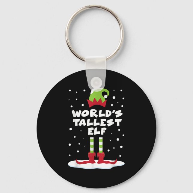 World's Tallest Elf Matching Group Family Holiday  Key Ring (Front)