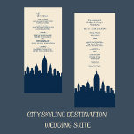 Worldwide Skyline Love Story destination Wedding  Programme<br><div class="desc">Worldwide Skyline Love Story destination Wedding – Program and menu all in one card This wedding program uses a navy blue skyline on ivory, guiding guests through your ceremony with style on one side and on the other side you can customise your dinner menu. The elegant silhouette reflects worldwide romance,...</div>