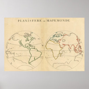Worlp Map with 5 Zones Poster