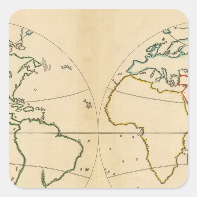 Worlp Map with 5 Zones Square Sticker (Front)