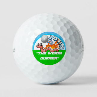 "Worm Burner" Funny Personalized Name Golf Balls 
