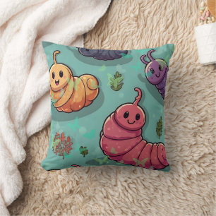 Worm Butterfly Print Cushion