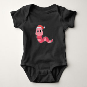 Worm Christmas Christmas hat Baby Bodysuit